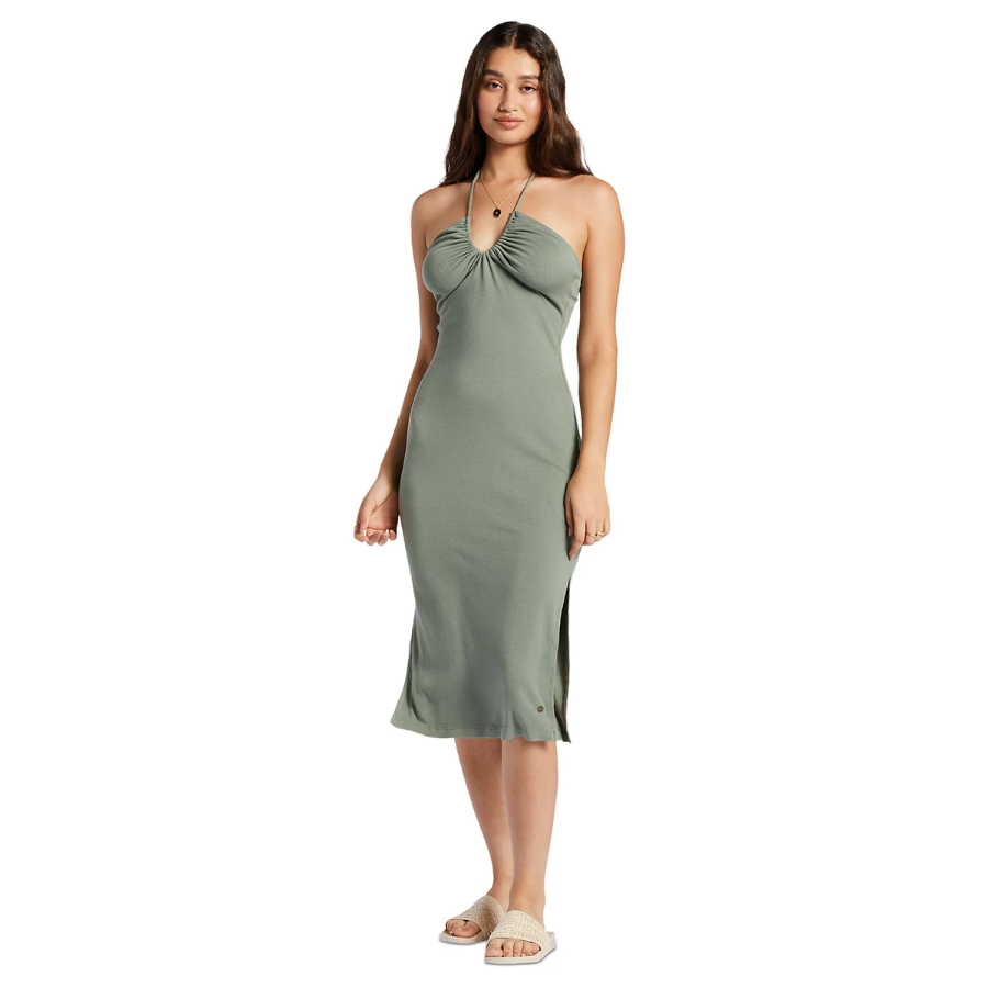 Roxy Womens Late Sunset Halter Midi Dress, Agave Green, Size L Roxy Womens Late Sunset Halter Midi Dress, Agave Green, Size L